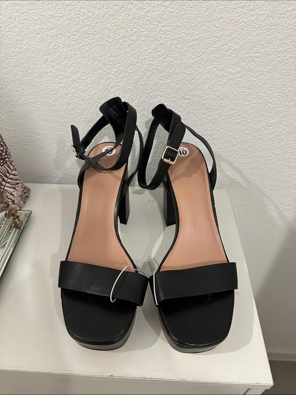 Nordstrom Black Block Heel Sandals with Ankle Strap